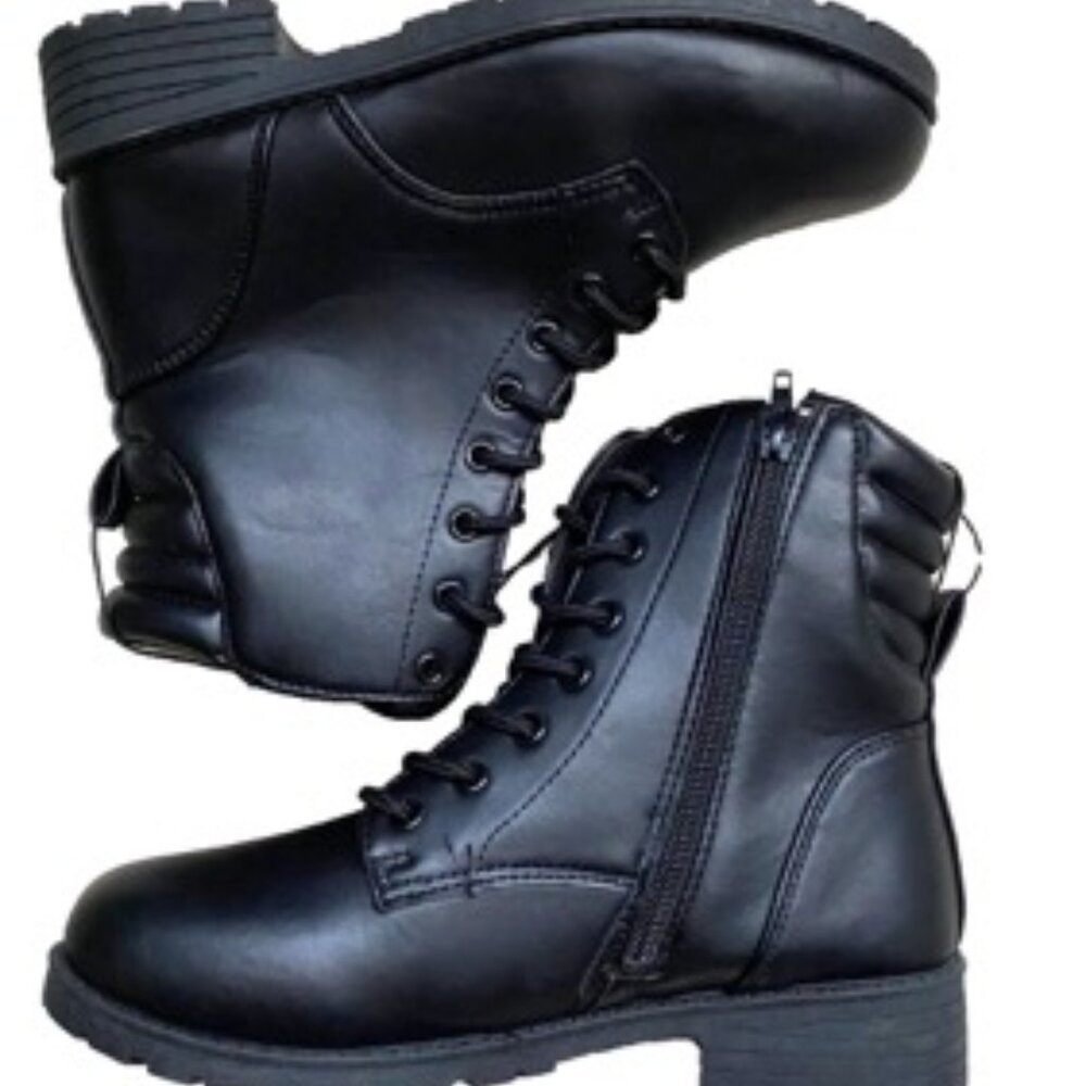 Olivia & Kate Leanna-22L Combat Women's Boots Black Size 6 - Picture 2 of 5